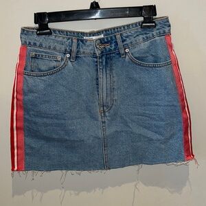 Zara Denim Skirt with Red Stripes